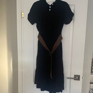 Suzy Shier Black Maxi Dress with Brown Belt